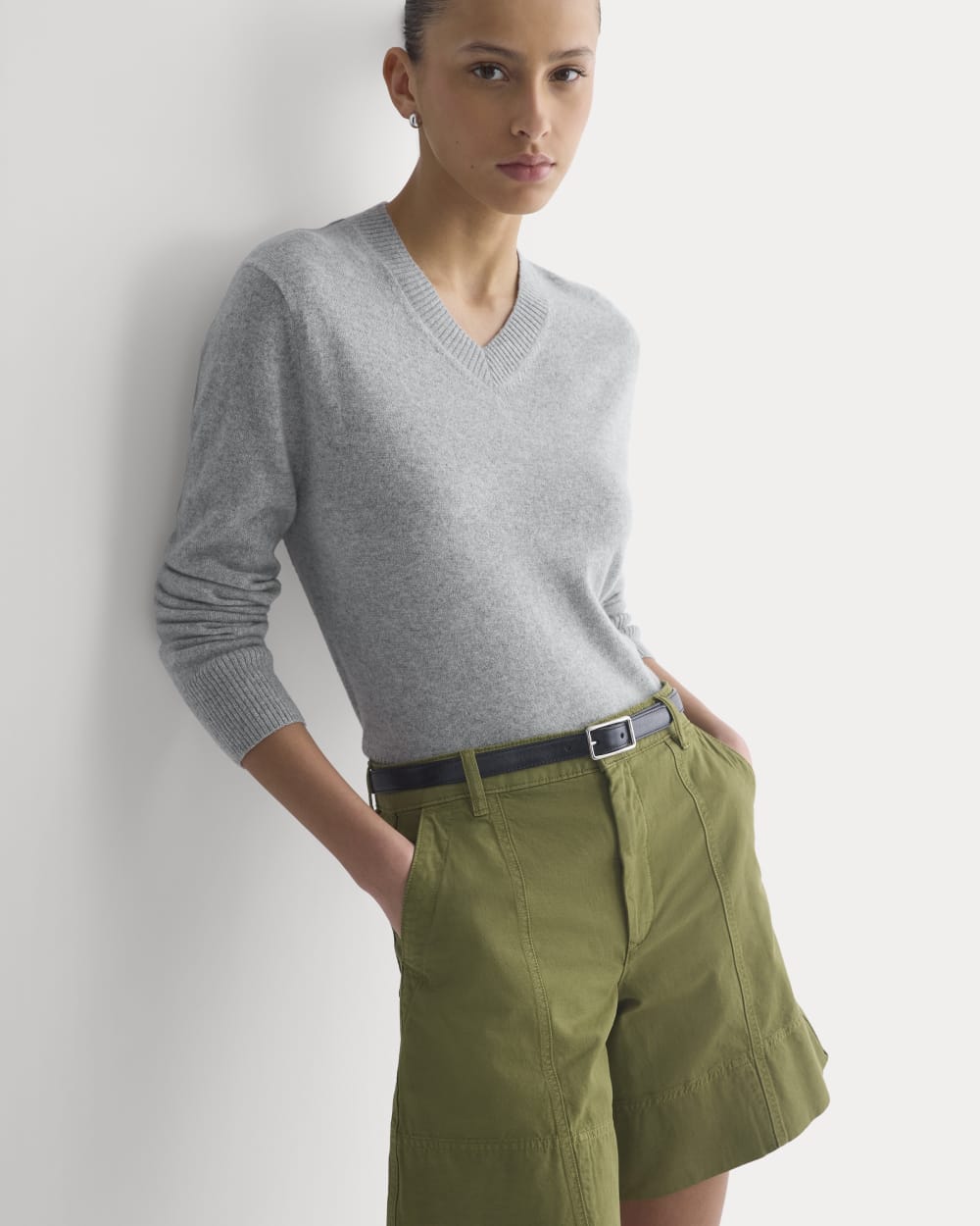 Seamed Everywhere Short in Mayfly — detail view