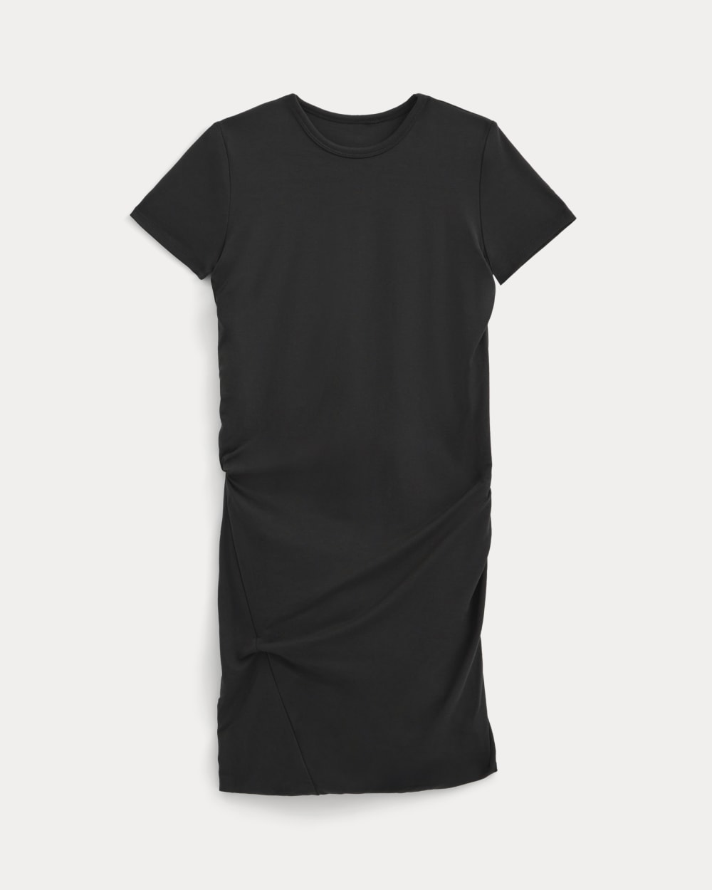 Twisted Short-Sleeve Crew Dress in Black — alternate view