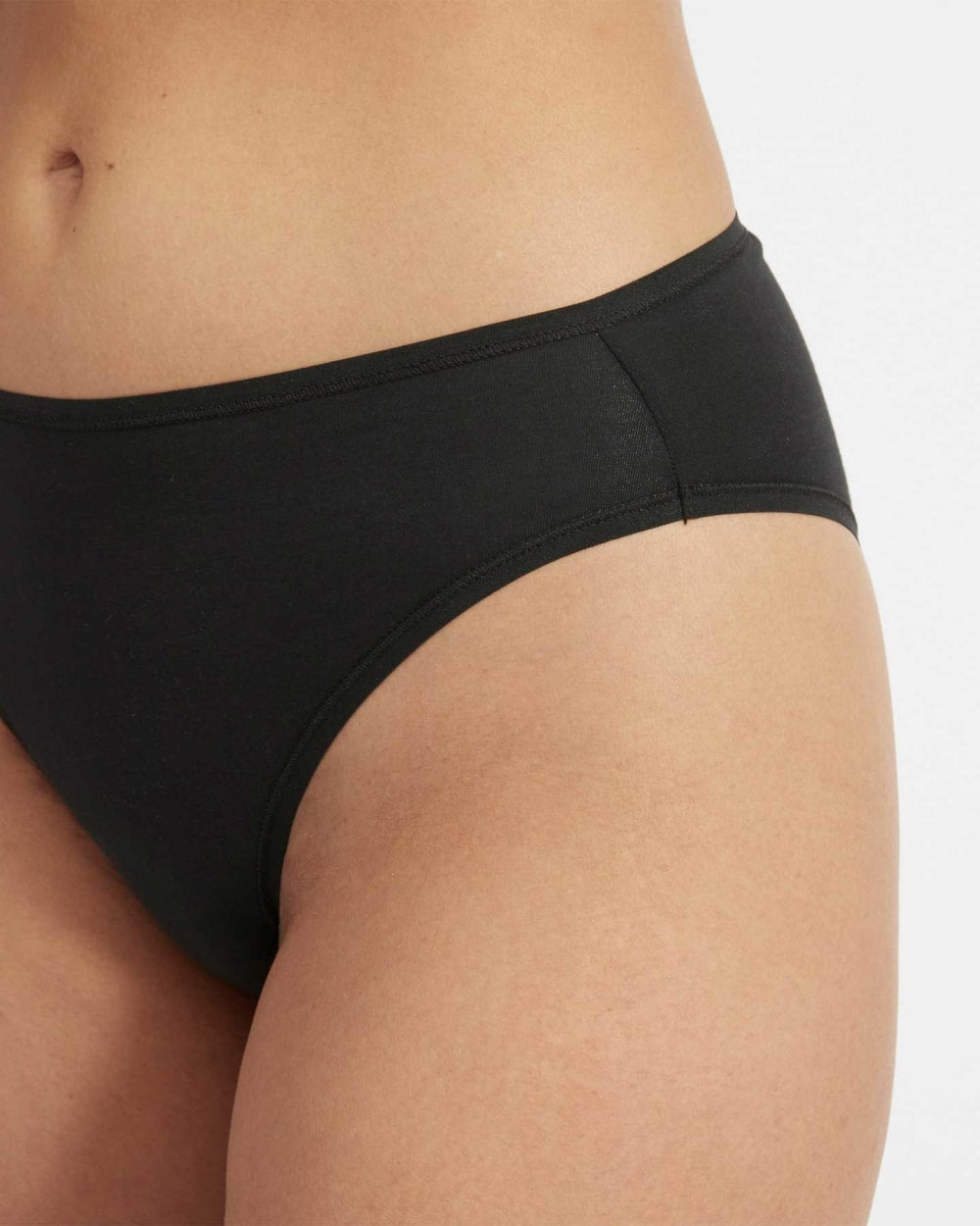 The Cotton High-Rise Bikini in Black — detail view