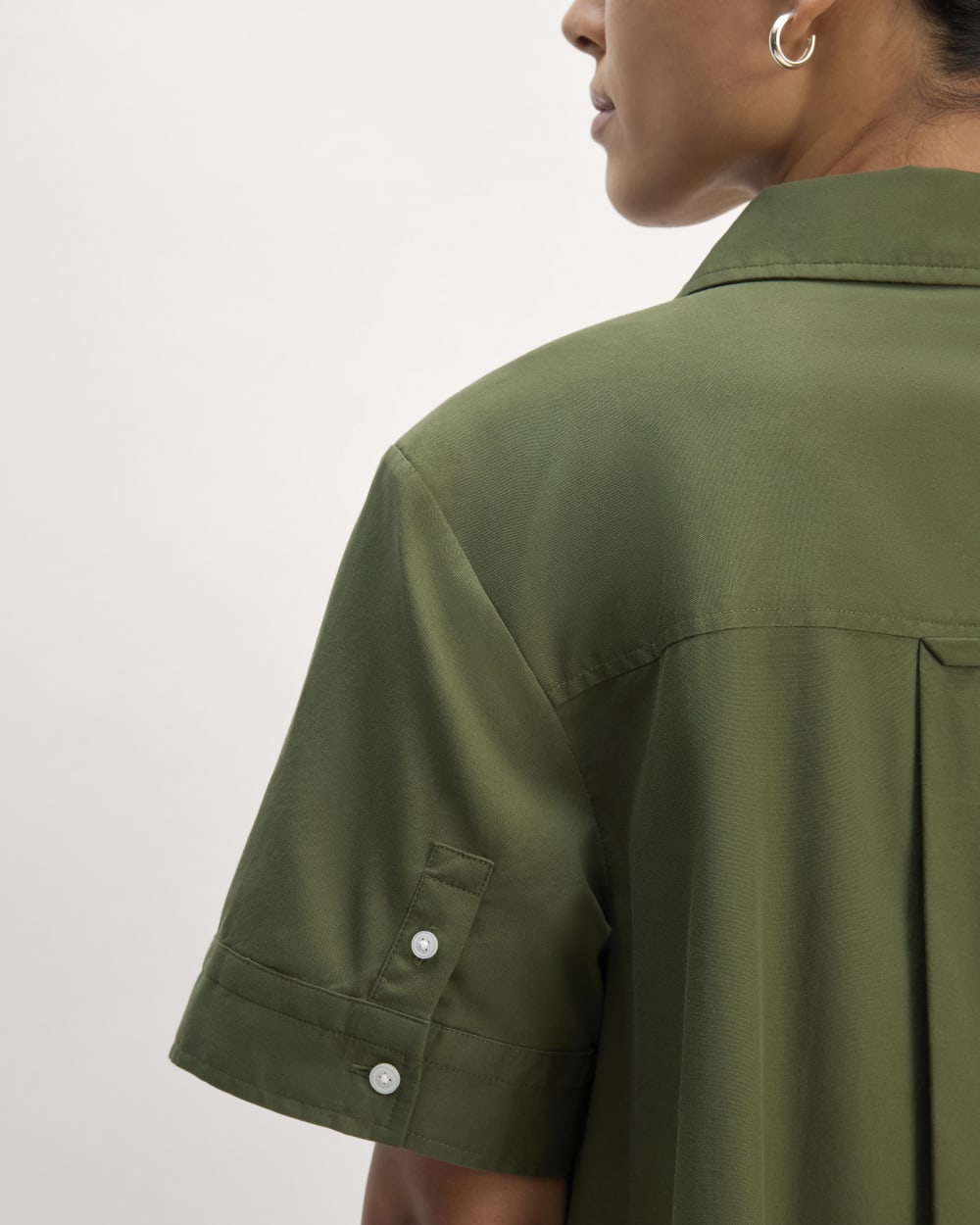 The Daytripper Dress in Military Olive — detail view