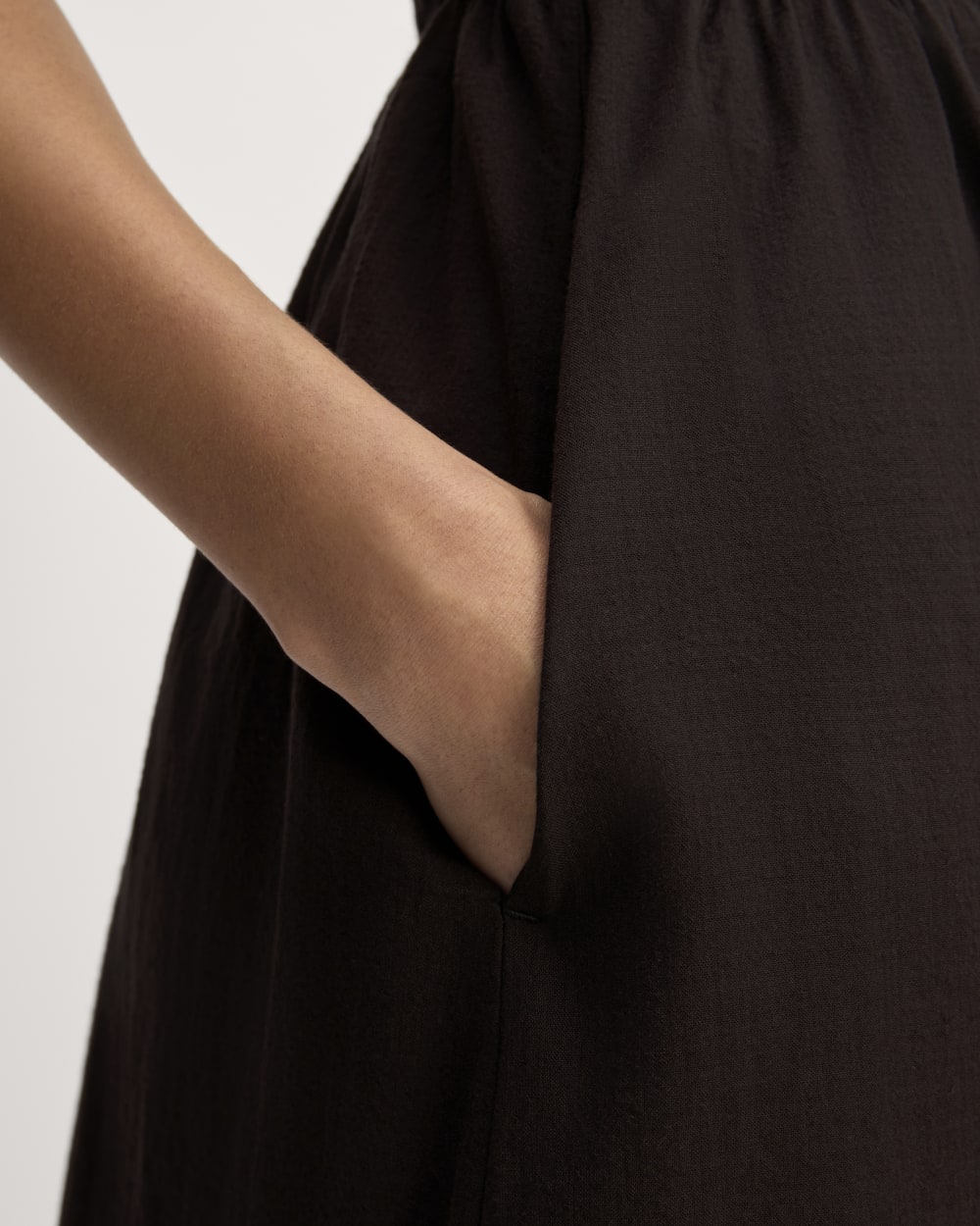 The Gauze Off-the-Shoulder Dress in Black — detail view