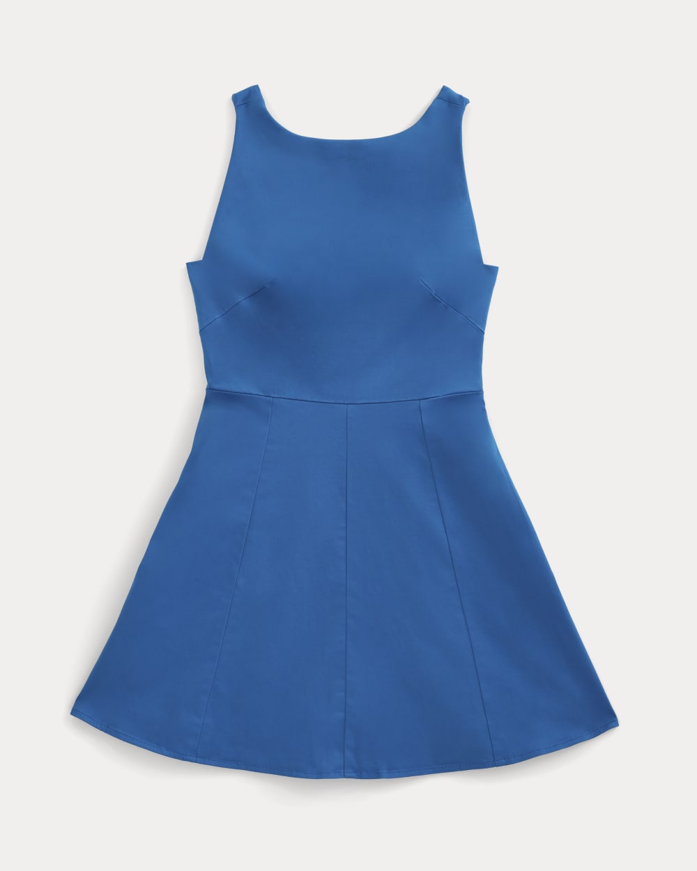 Seamed Open-Back Mini Dress in Imperial Blue — detail view