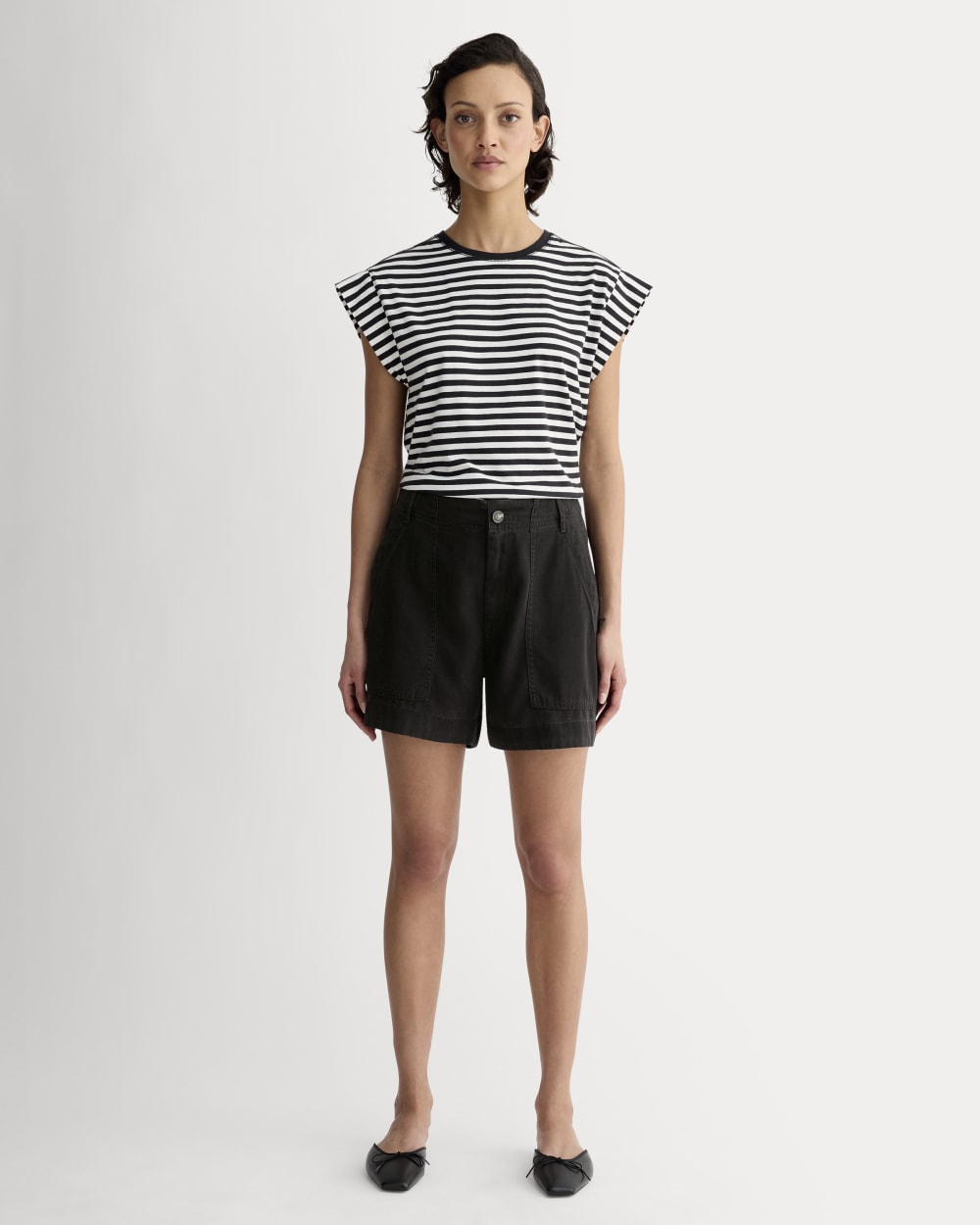 The Utility Short in Buttersoft in Black — front view