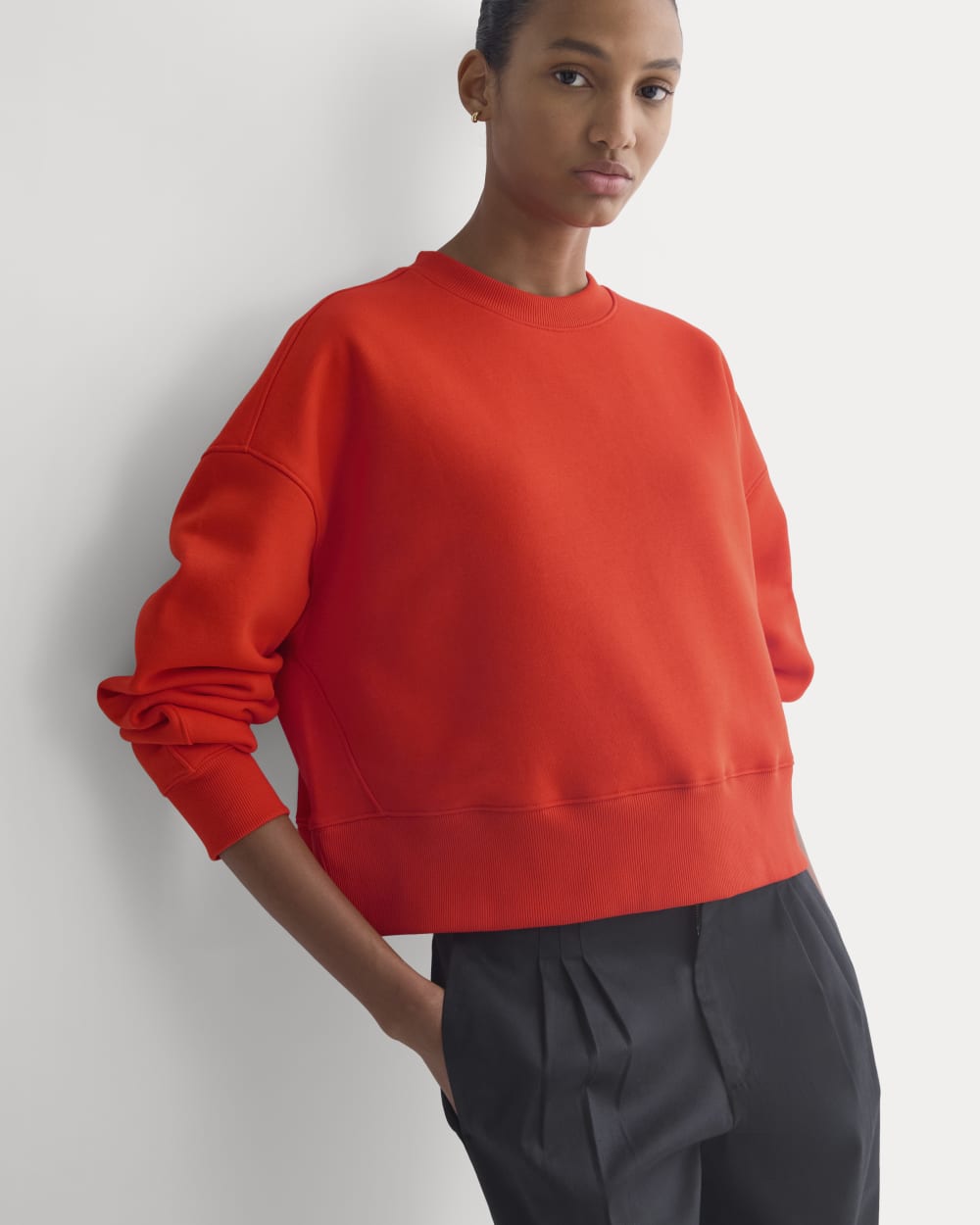 Luxe Fleece Sweatshirt in Fiery Red — front view