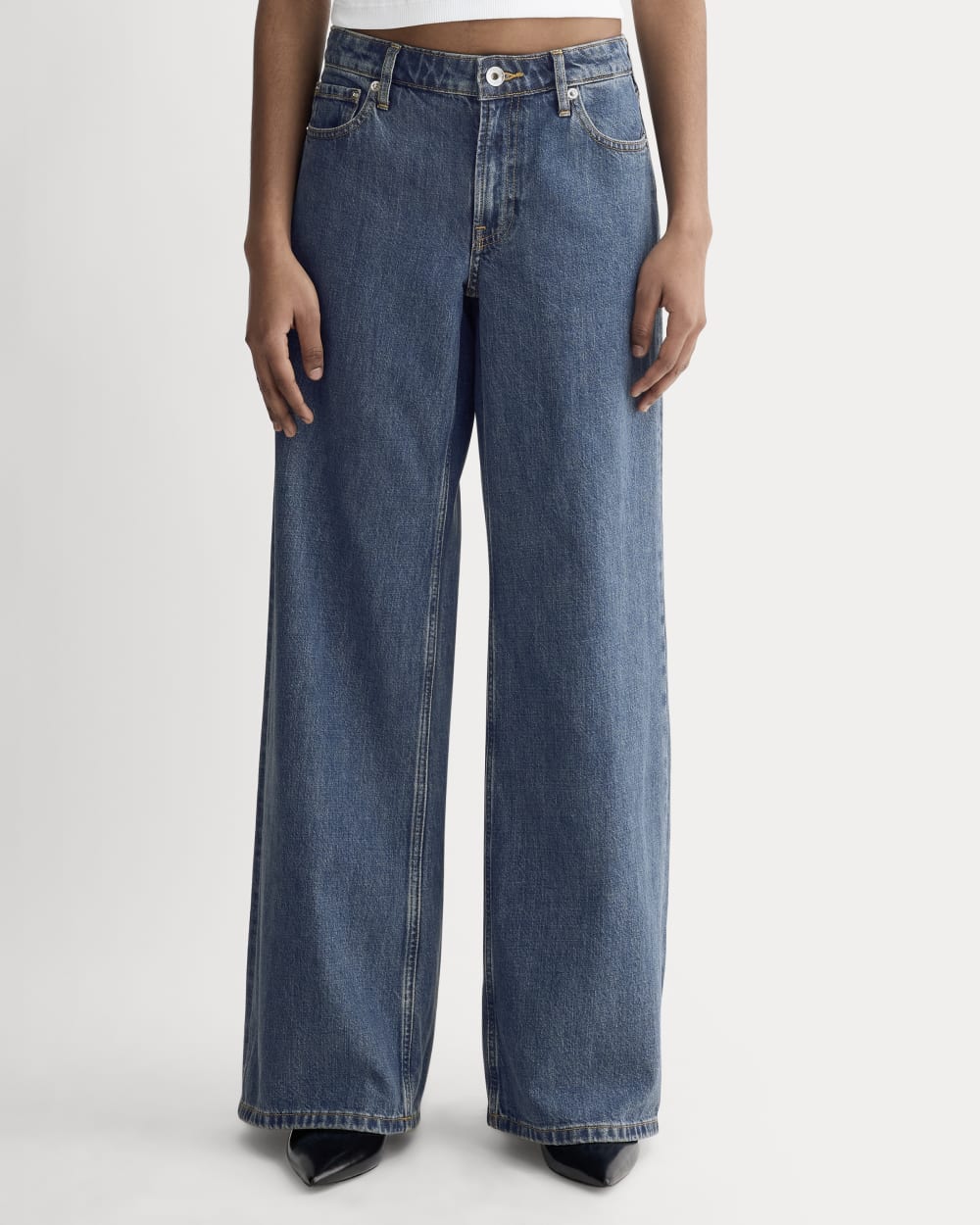 The Low-Key Jean in Medium Blue — detail view