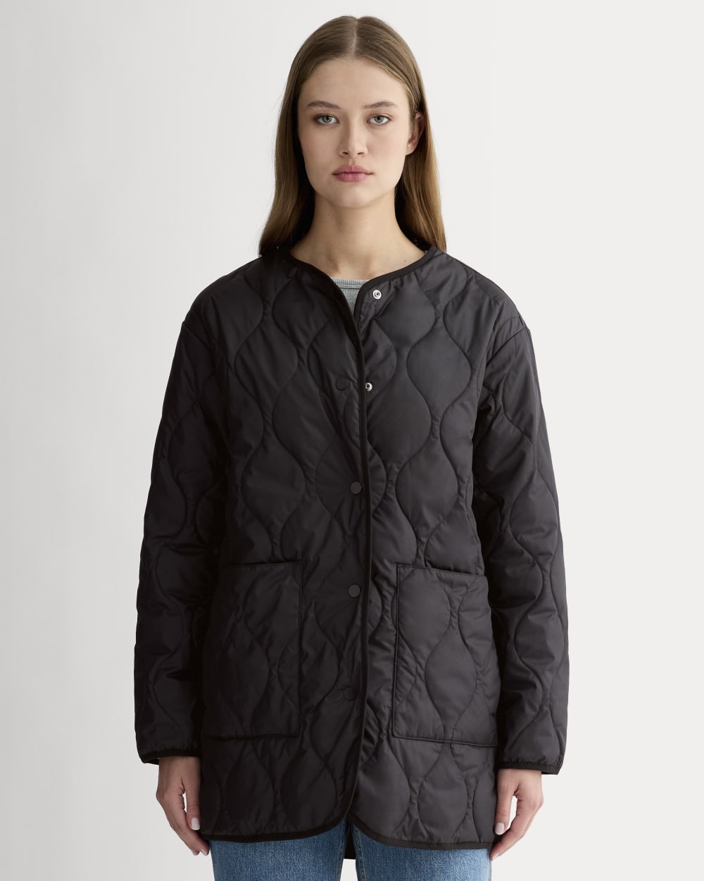 The Quilted Liner in Black — front view
