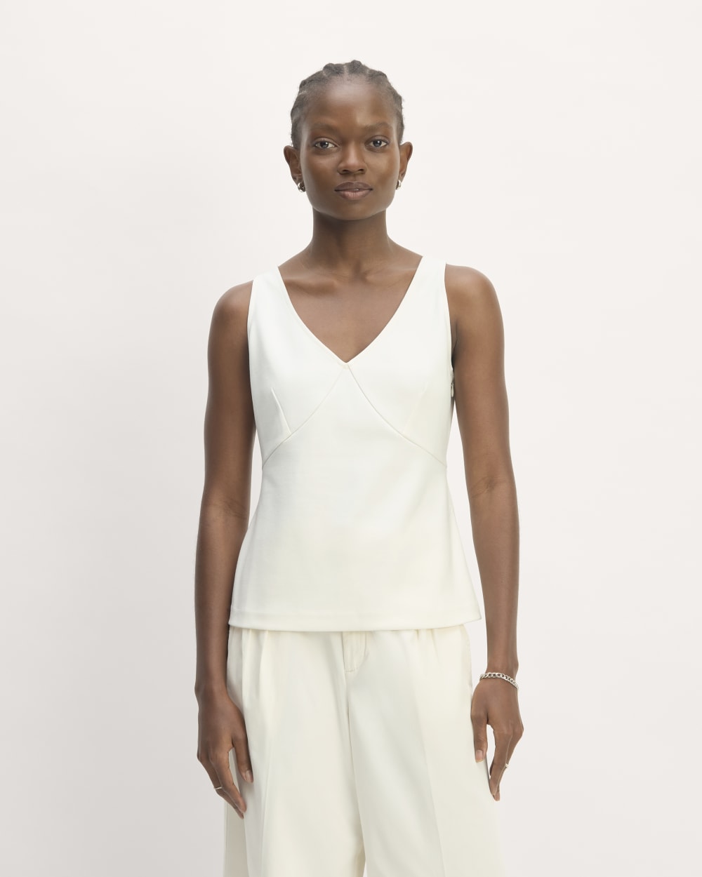 The Dream V-Neck Top in Bone — detail view