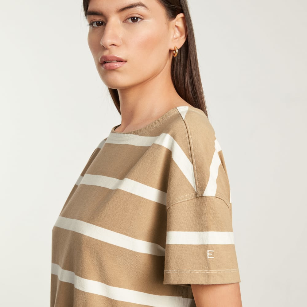 The Oversized Mariner Dress in Iced Coffee / Tan — detail view