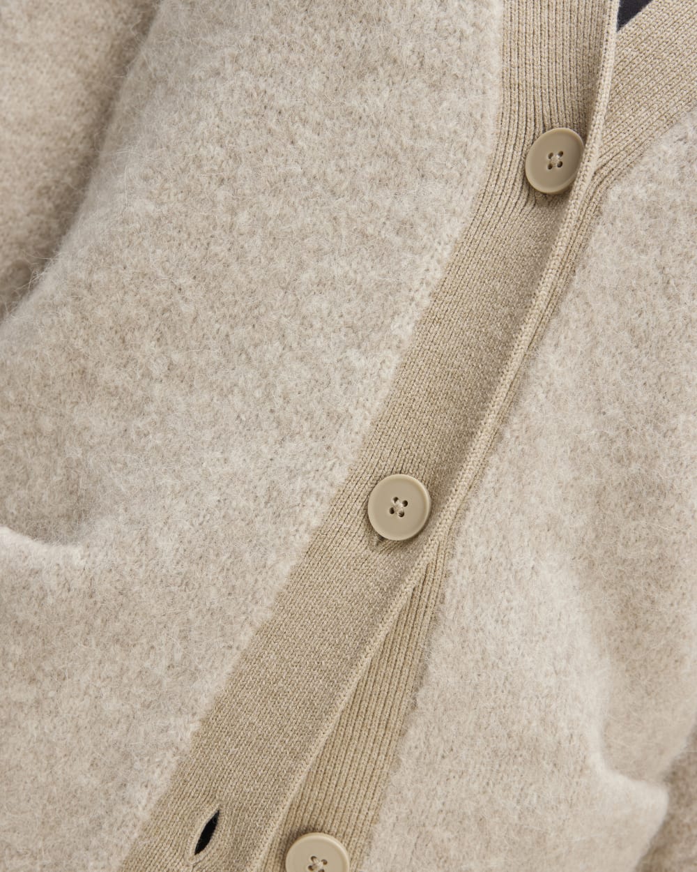 The SuperFuzz Alpaca Cardigan in Light Oat — detail view