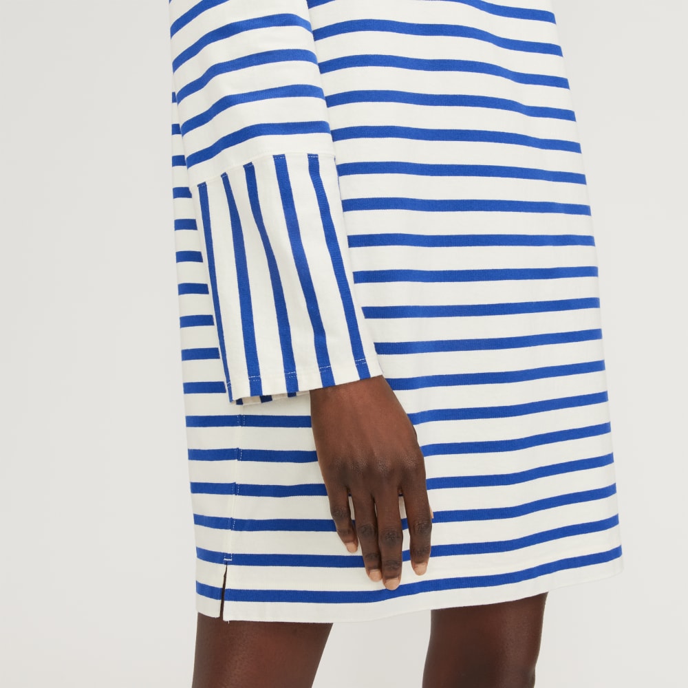 The Mariner Dress in Canvas Tan / Mazarine Blue — detail view