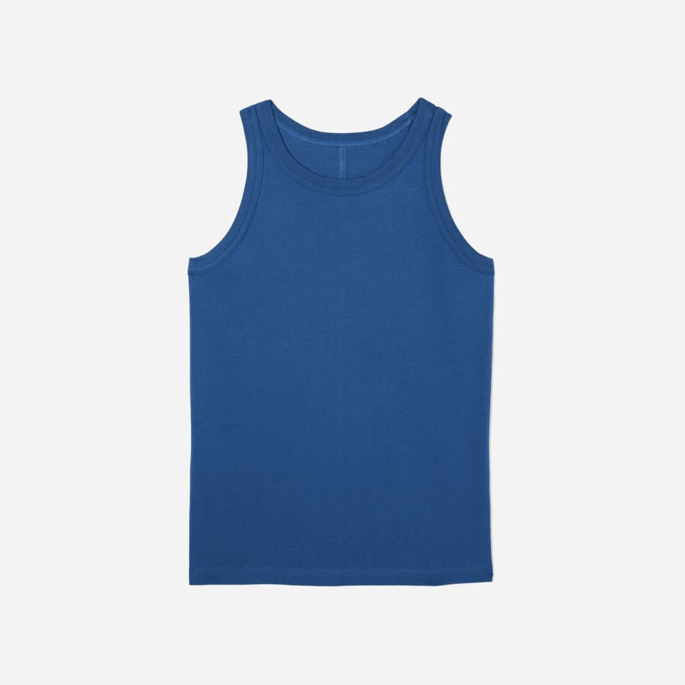 The Tank in Essential Cotton in Deep Blue — front view