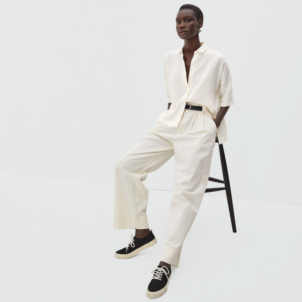 The Drapey Square Shirt in Bone — detail view