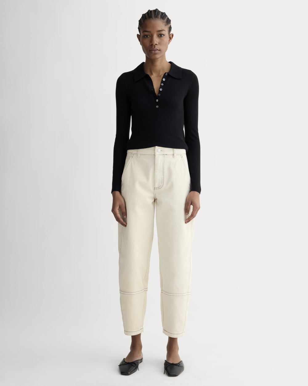 The Utility Barrel Pant in Natural — front view