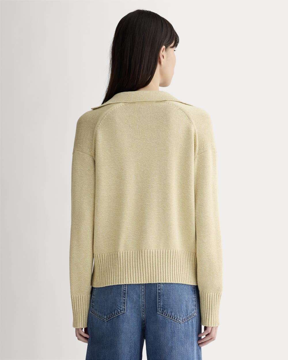 The Boxy Polo in Everyday Cotton in Mojave Desert / Natural — detail view