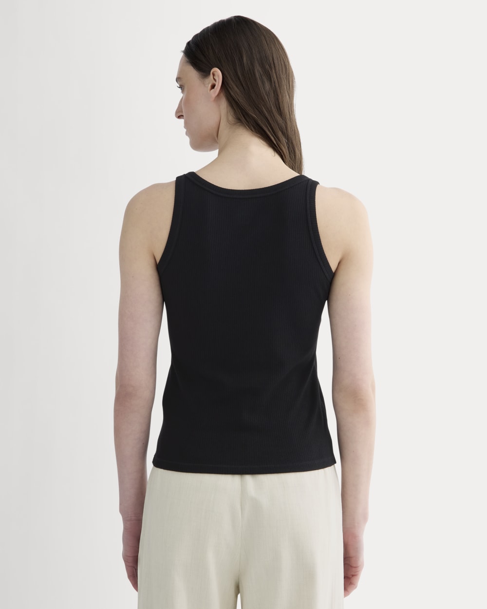 The Shimmy Scoop-Neck Tank in Black — detail view