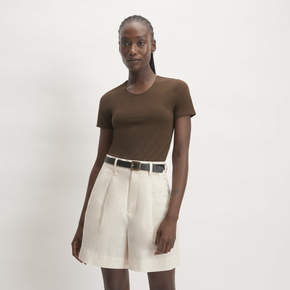 The Supima® Form Crew Neck Tee in Cocoa — front view