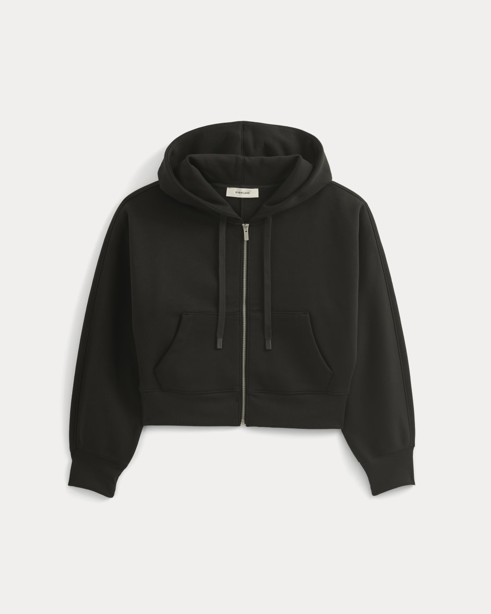 Luxe Fleece Full-Zip Cropped Hoodie in Black — alternate view