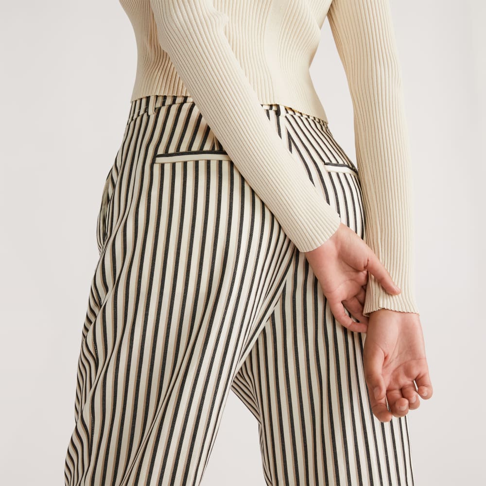 The Draper Tapered Pant in Buttersmooth in Ombre Stripe — detail view