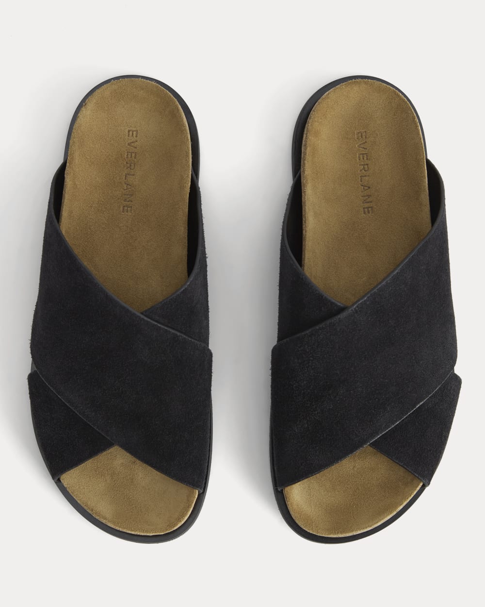 The Suede Crossover Sandal in Black — alternate view