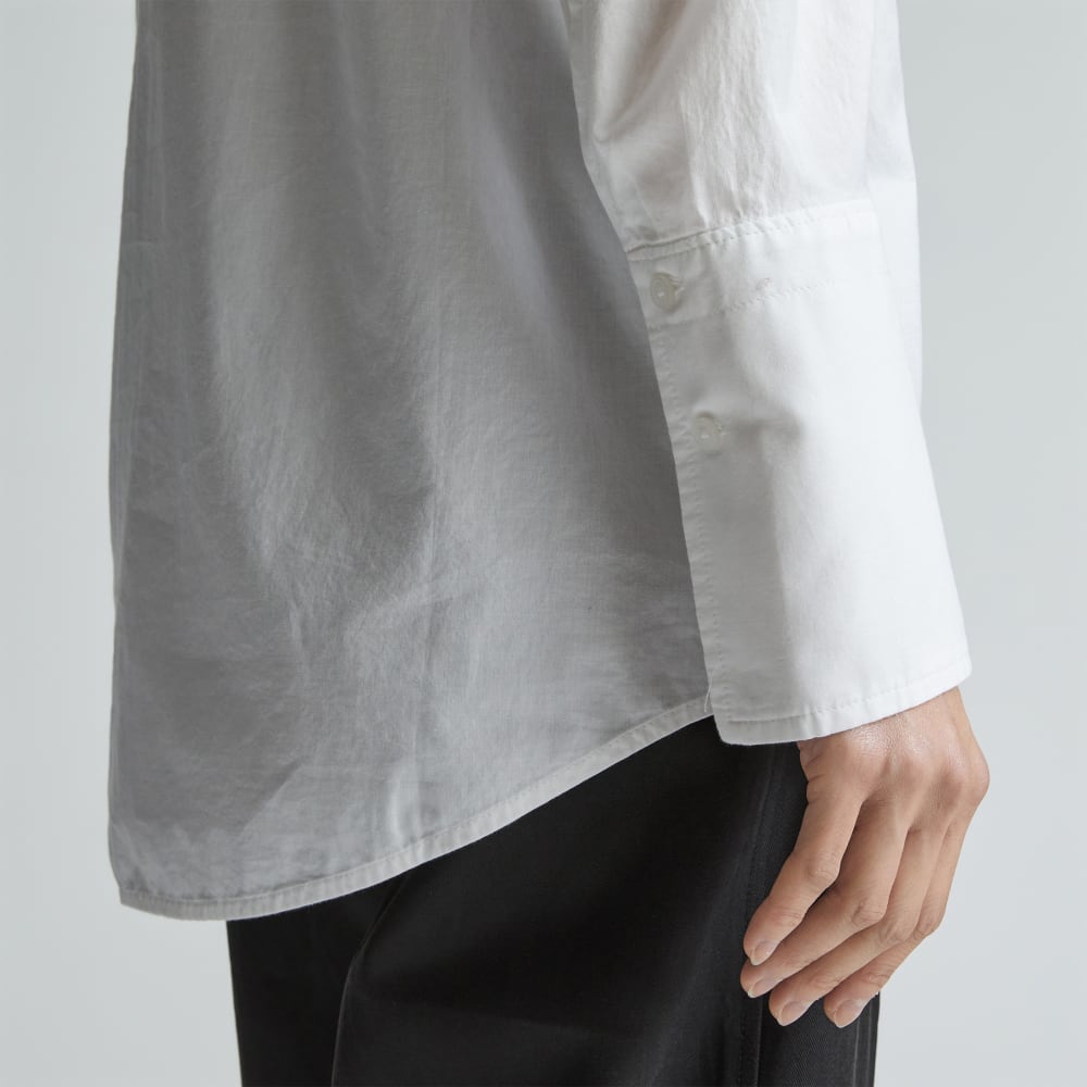 The Silky Cotton Balloon Sleeve Top in White — detail view