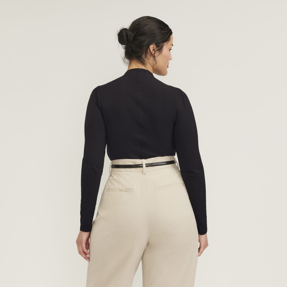 The Supima® Form Funnel Neck Tee in Black — detail view