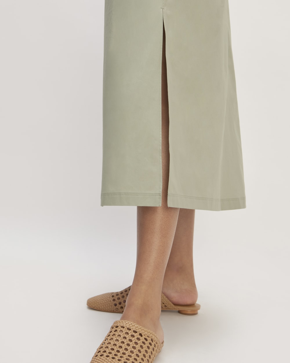 The Supima® High-Neck Riviera Dress in Sage Green — detail view