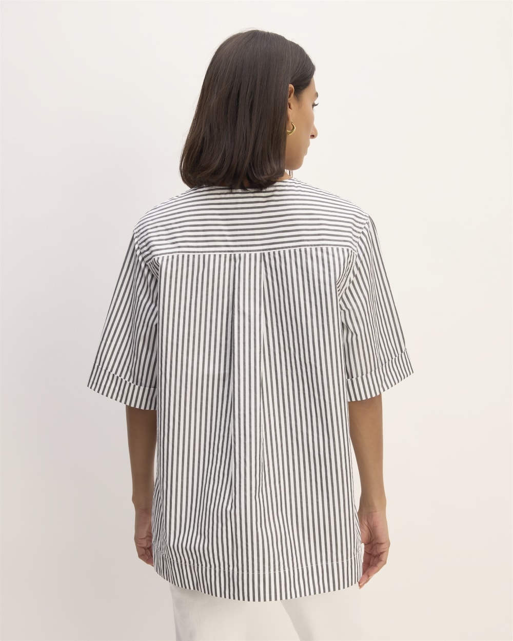 The Supima® Cotton Tunic in Optic White / Black — detail view