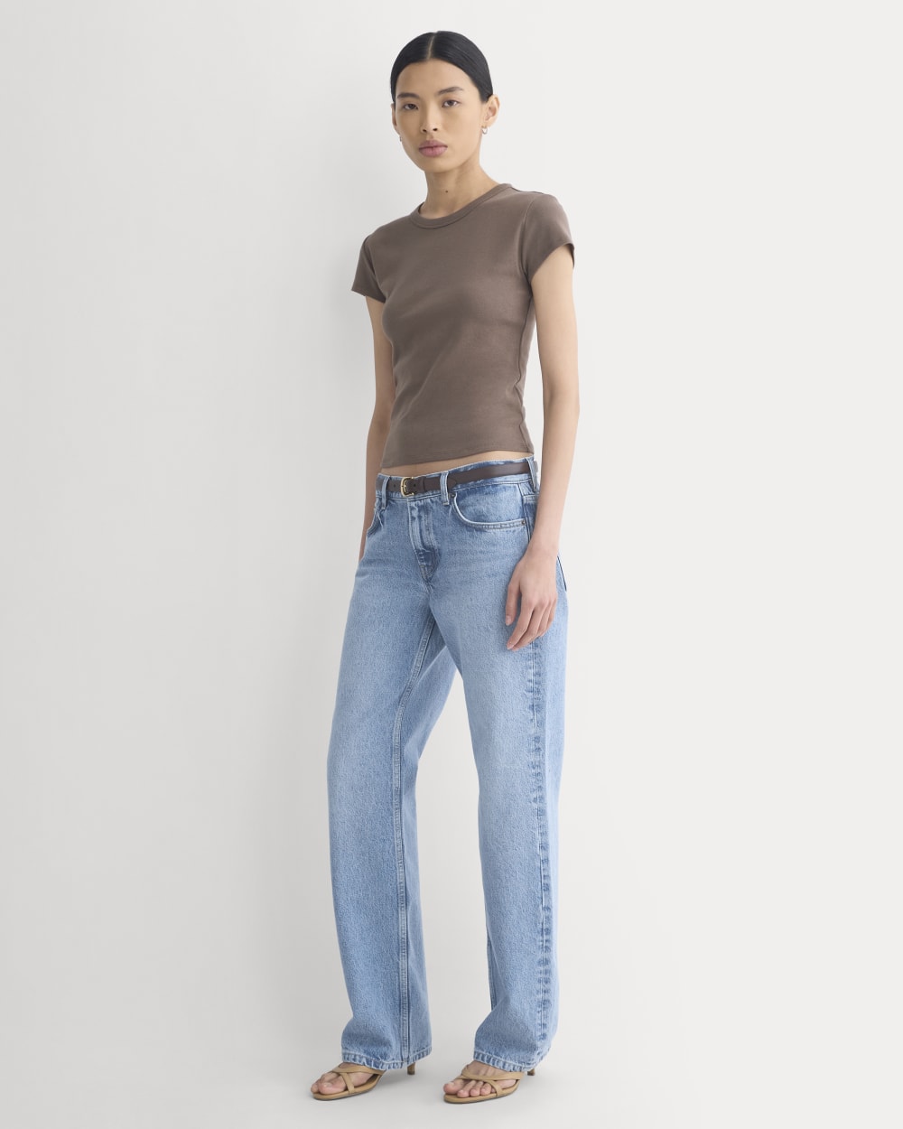 RetroSoft Cotton Crew in Deep Taupe — detail view