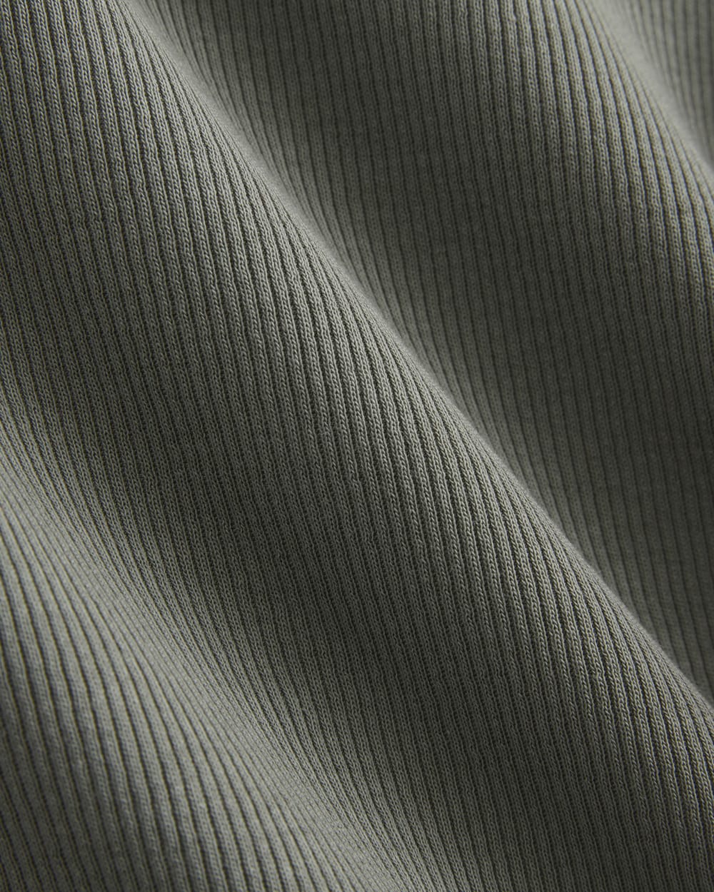 The Luxe Rib Crew in Agave Green — detail view