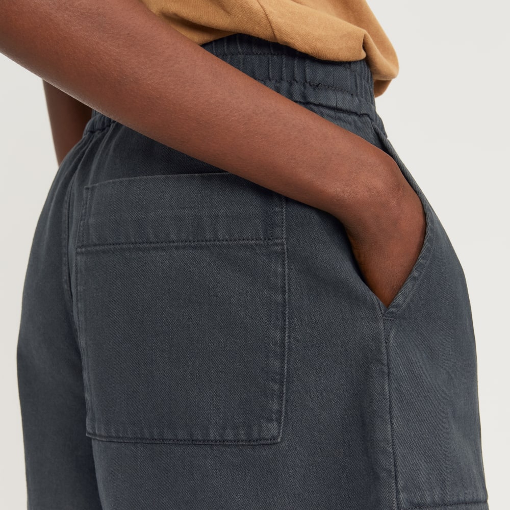The Denim Utility Short in Ink — detail view