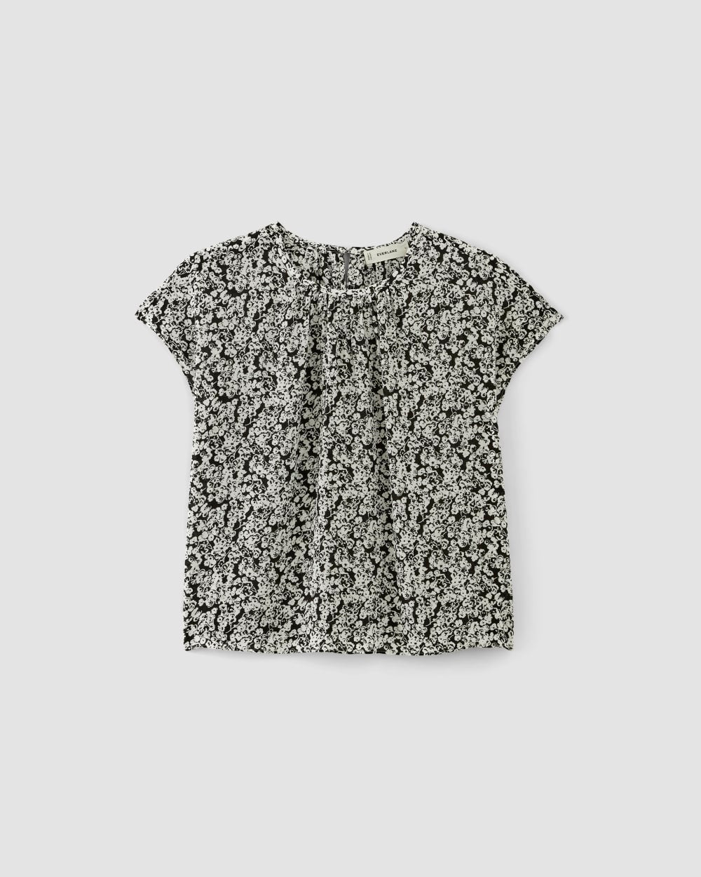 The Gathered Neck Top in Black / Bone Mini Floral — alternate view