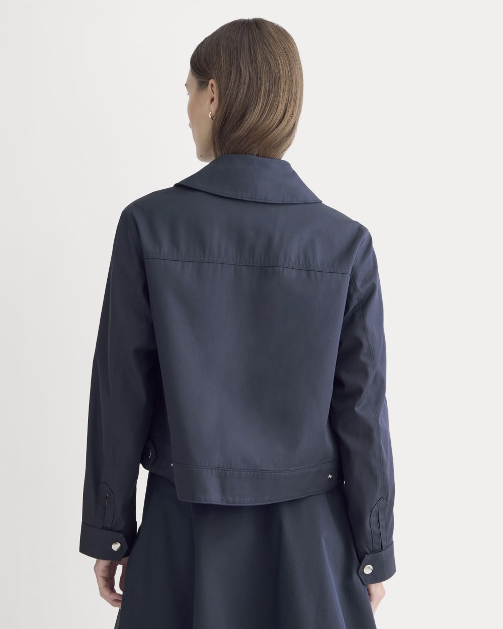 The Cropped Utility Jacket in Navy — detail view