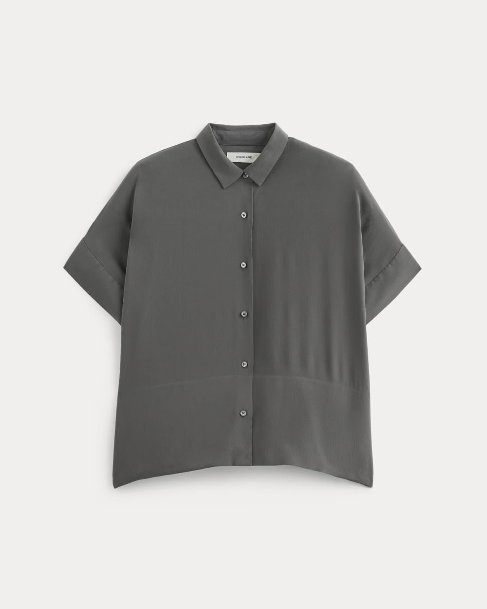 The Boxy Shirt in Washable Silk in Graphite — alternate view