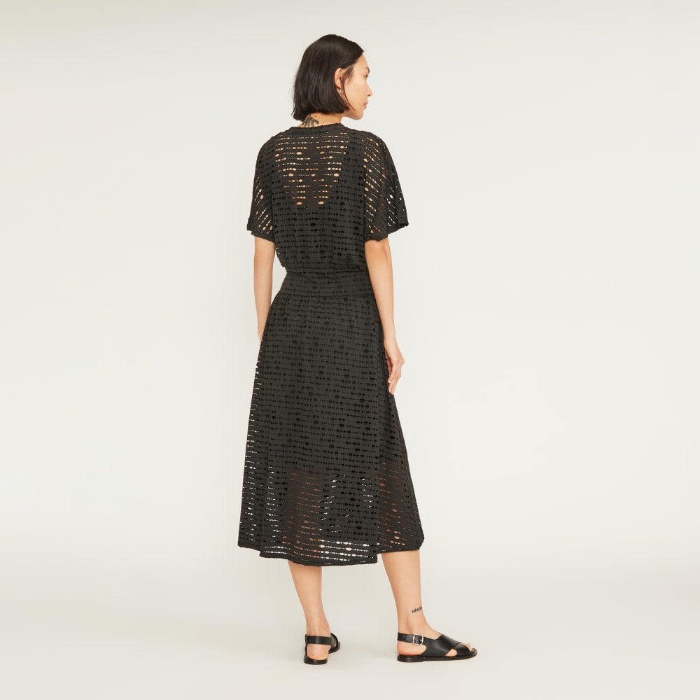 The Eyelet Waisted Dress in Black — detail view