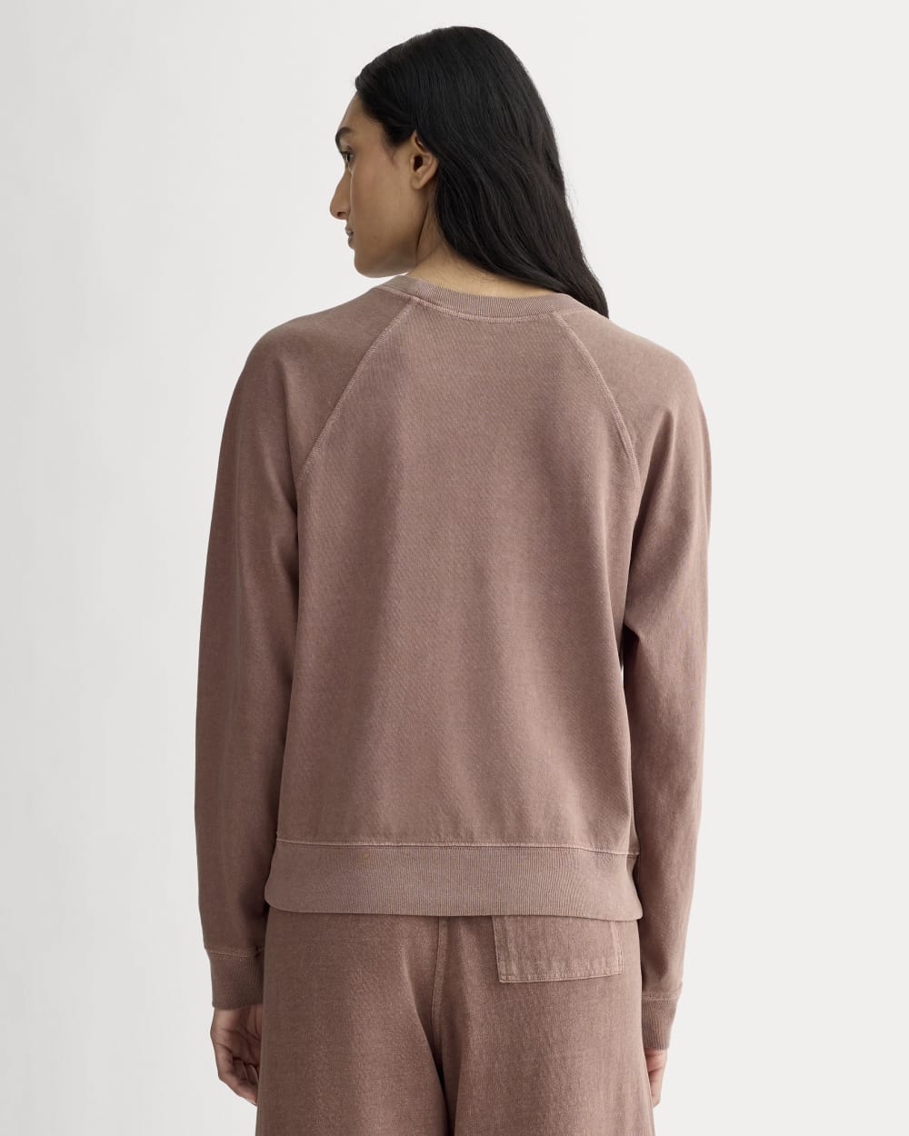 The Off-Duty Long-Sleeve Tee in Brown Garment Dye — detail view