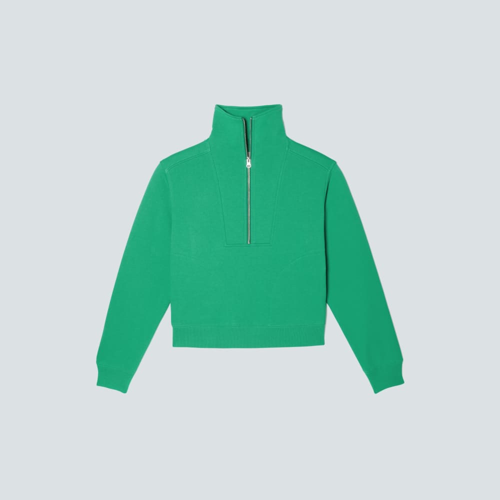 The Track Half-Zip in Bright Jade — front view