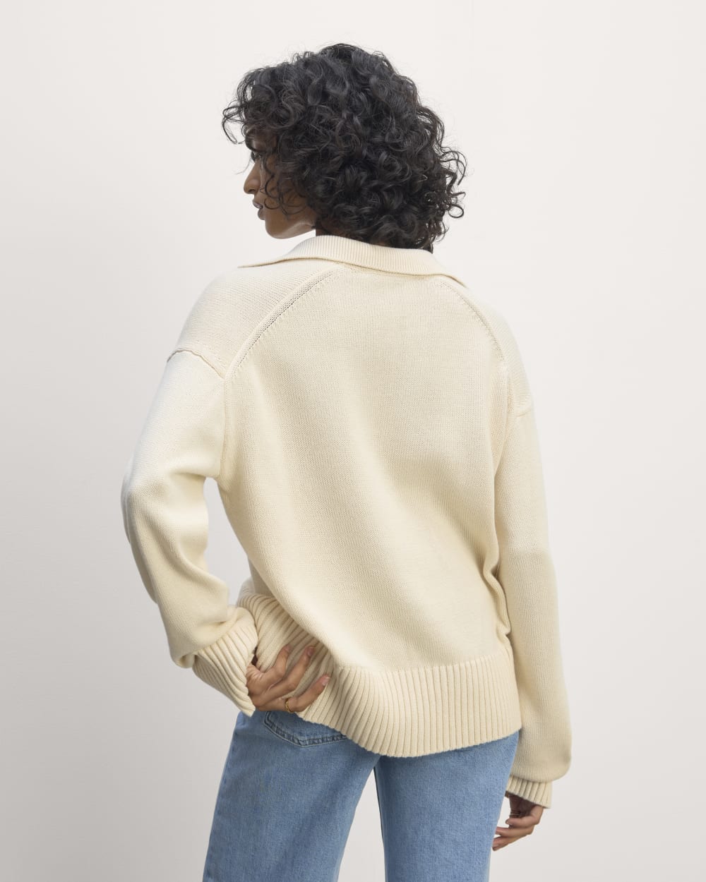 The Boxy Polo in Everyday Cotton in Canvas — detail view