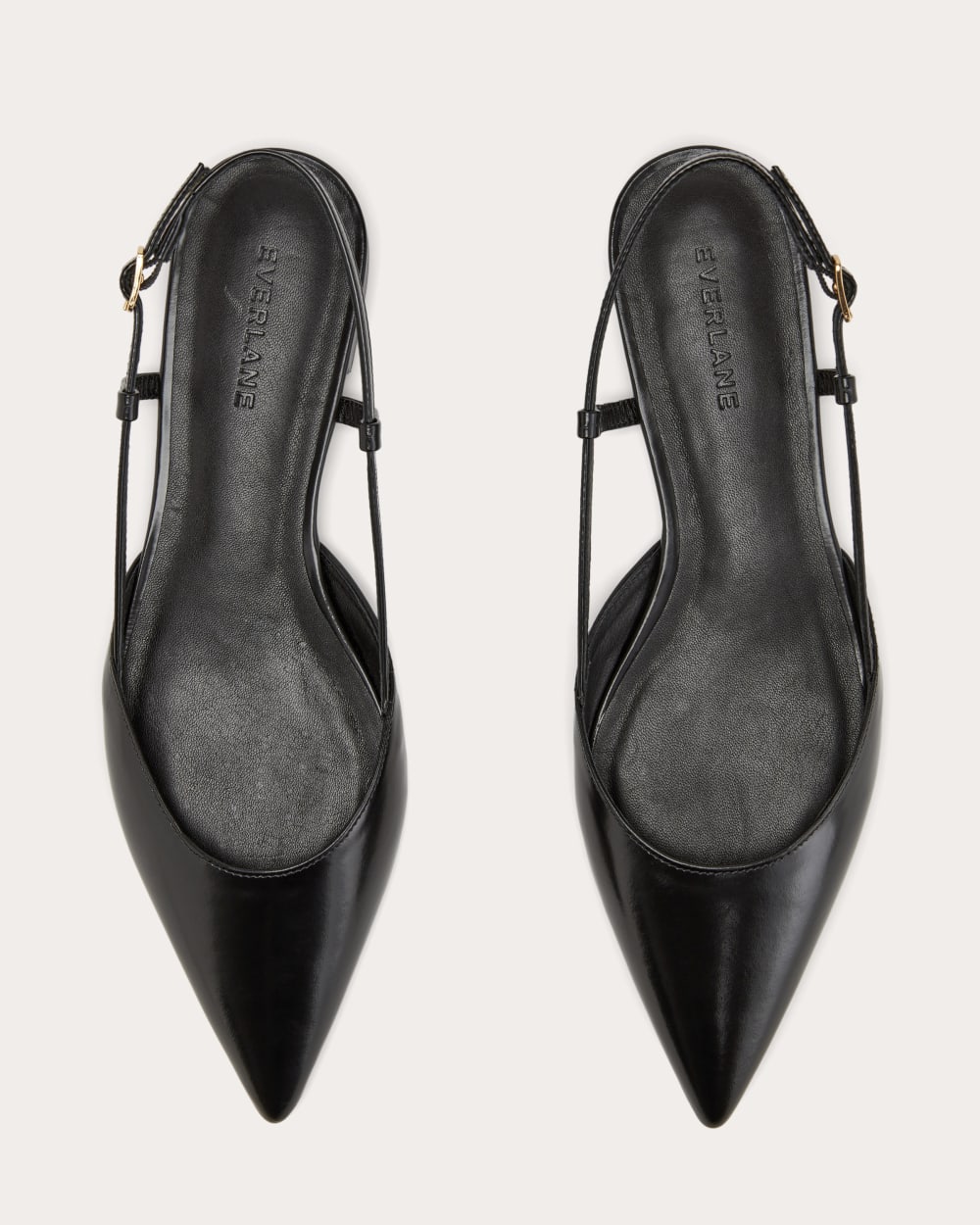 The Studio Slingback Flat in Black — detail view