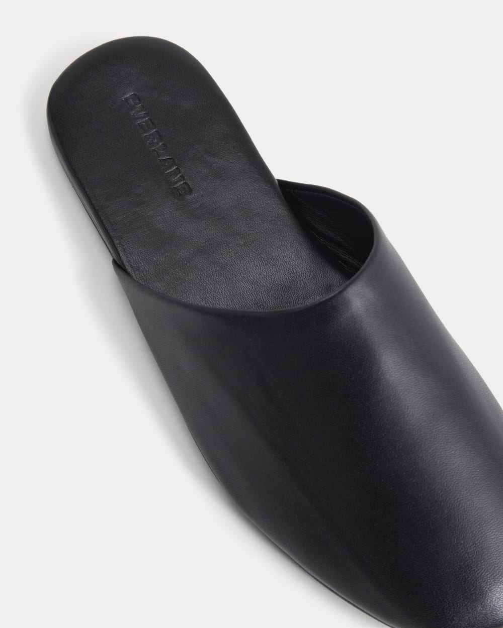 Glove Mule Slipper in Black Leather — detail view