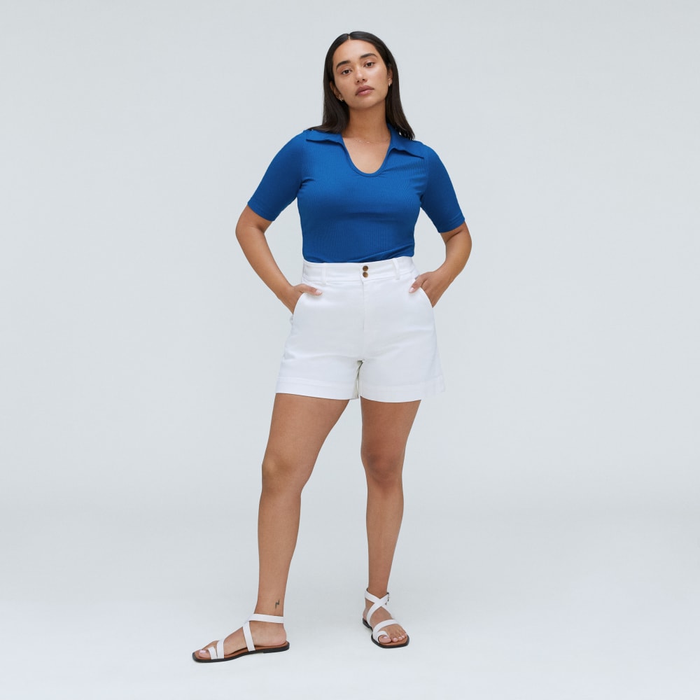 The Super-Soft Short Sleeve Polo in Lapis Blue — detail view