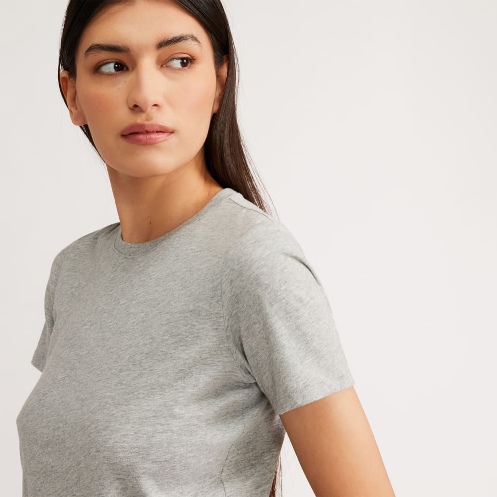 The Organic Cotton Crew Tee in Heathered Grey — detail view