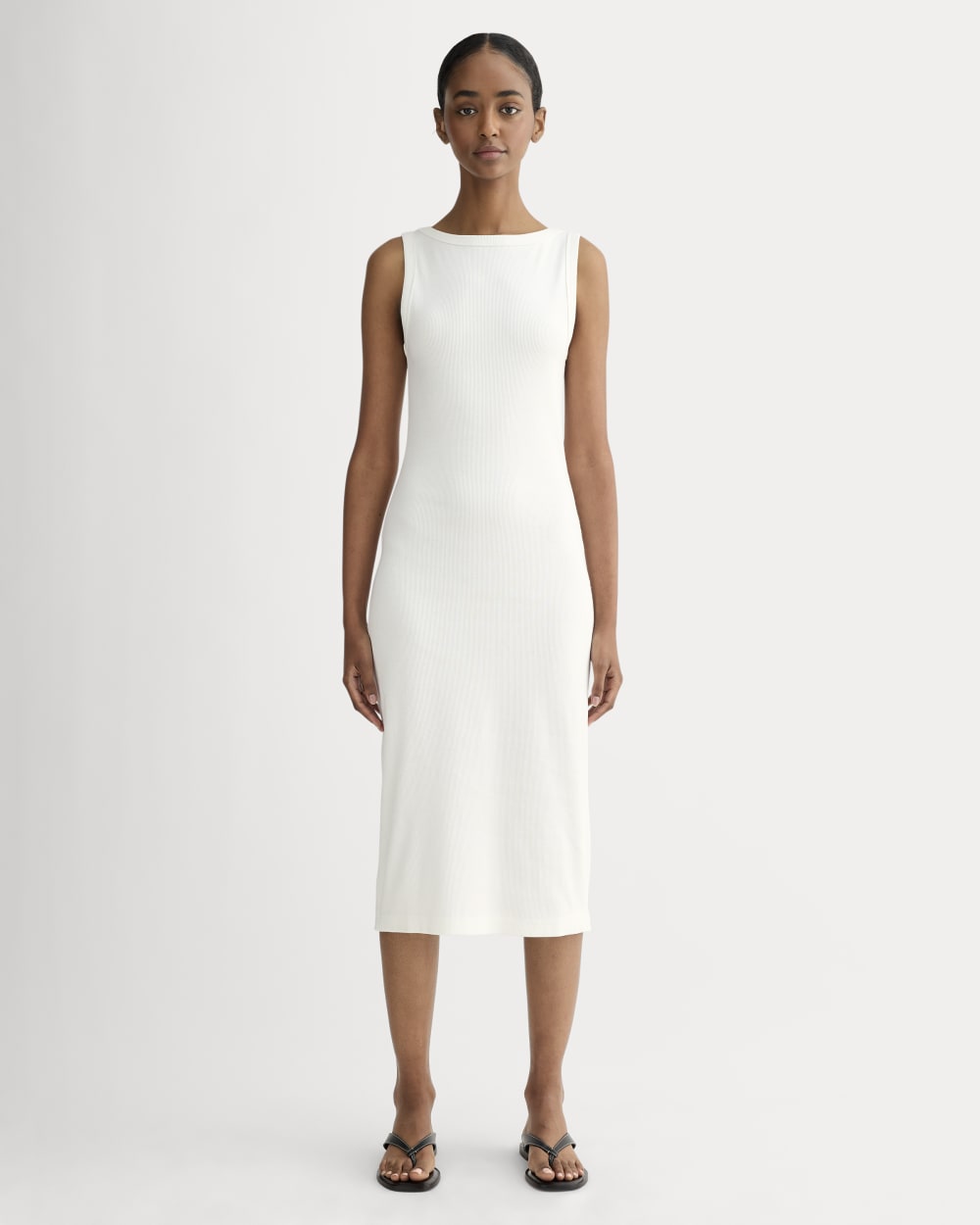 The Selfie Tank Dress in White — front view