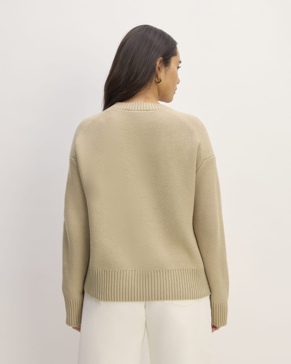 The Cotton Honeycomb Square Crew in Trench Coat Khaki — detail view