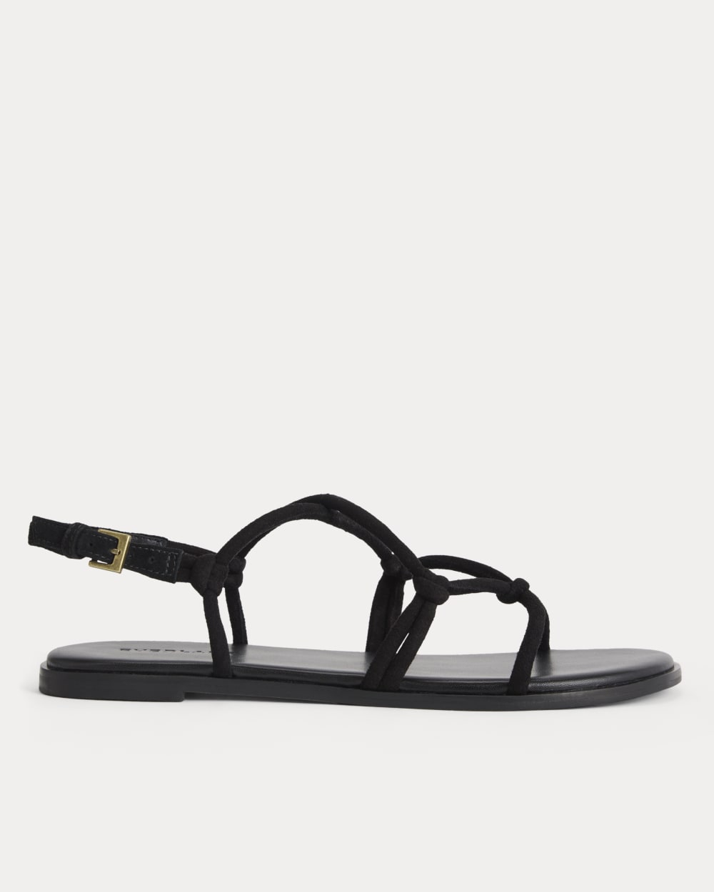 Suede Travel Sandal in Black Suede — front view