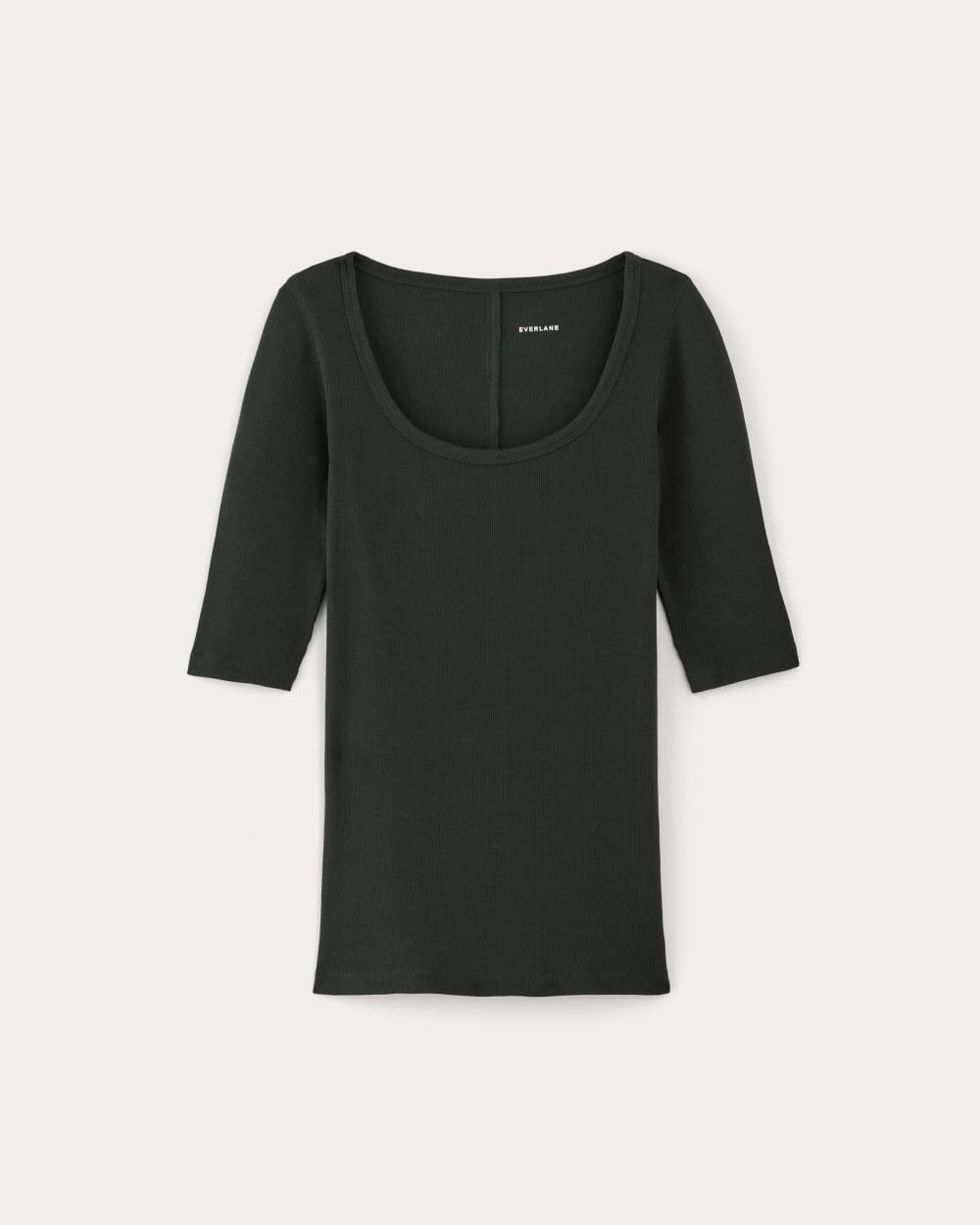 The Luxe Rib Scoop-Neck Tee in Scarab — alternate view