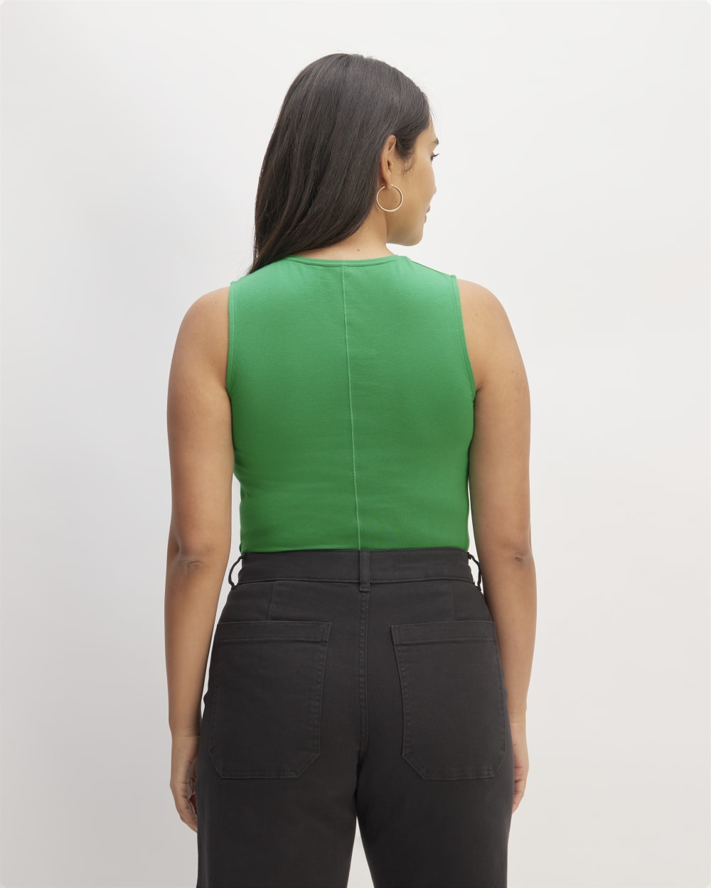 The Supima® Form Tank in Grass Green — detail view