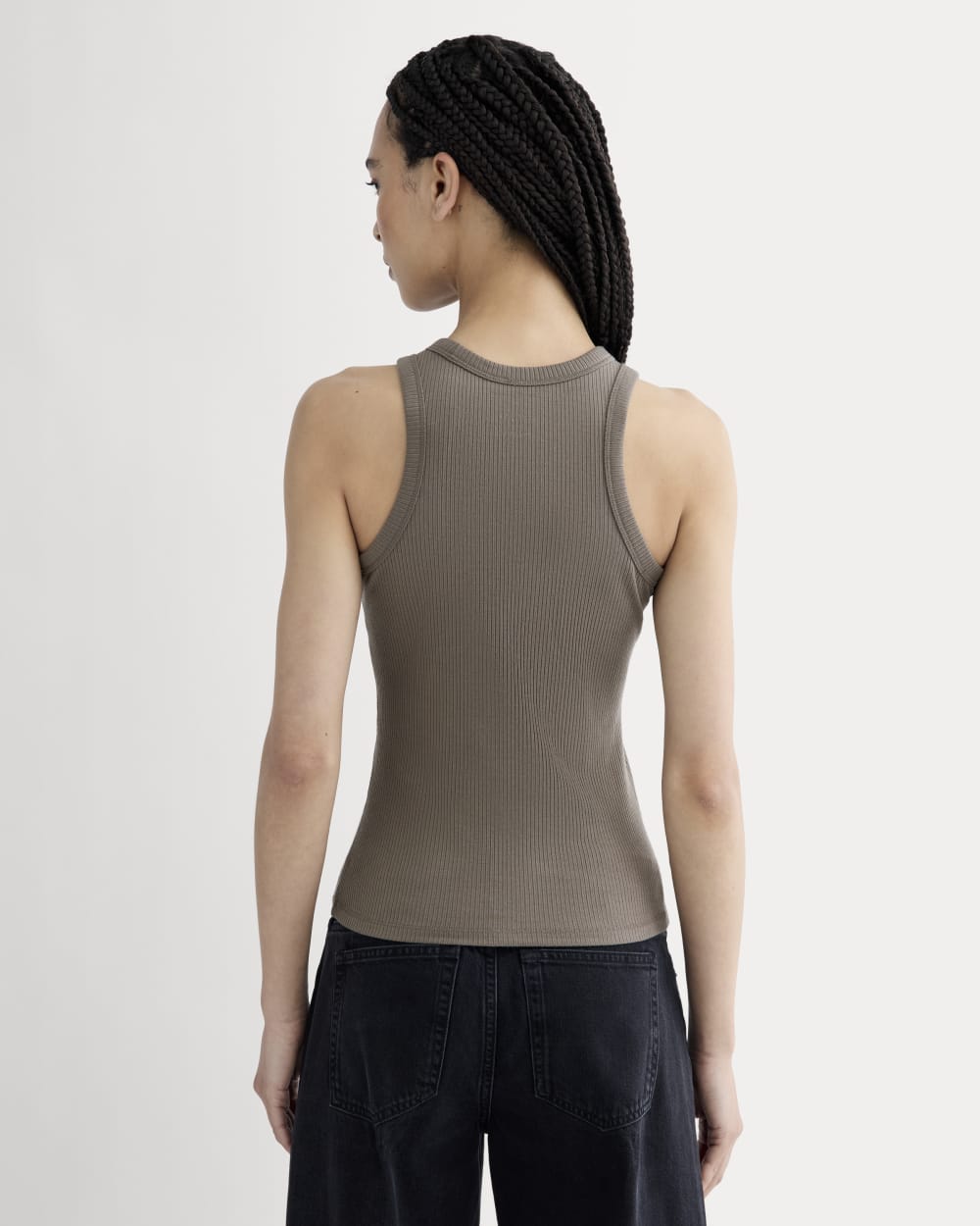 The Shimmy Cutaway Tank in Taupe — detail view