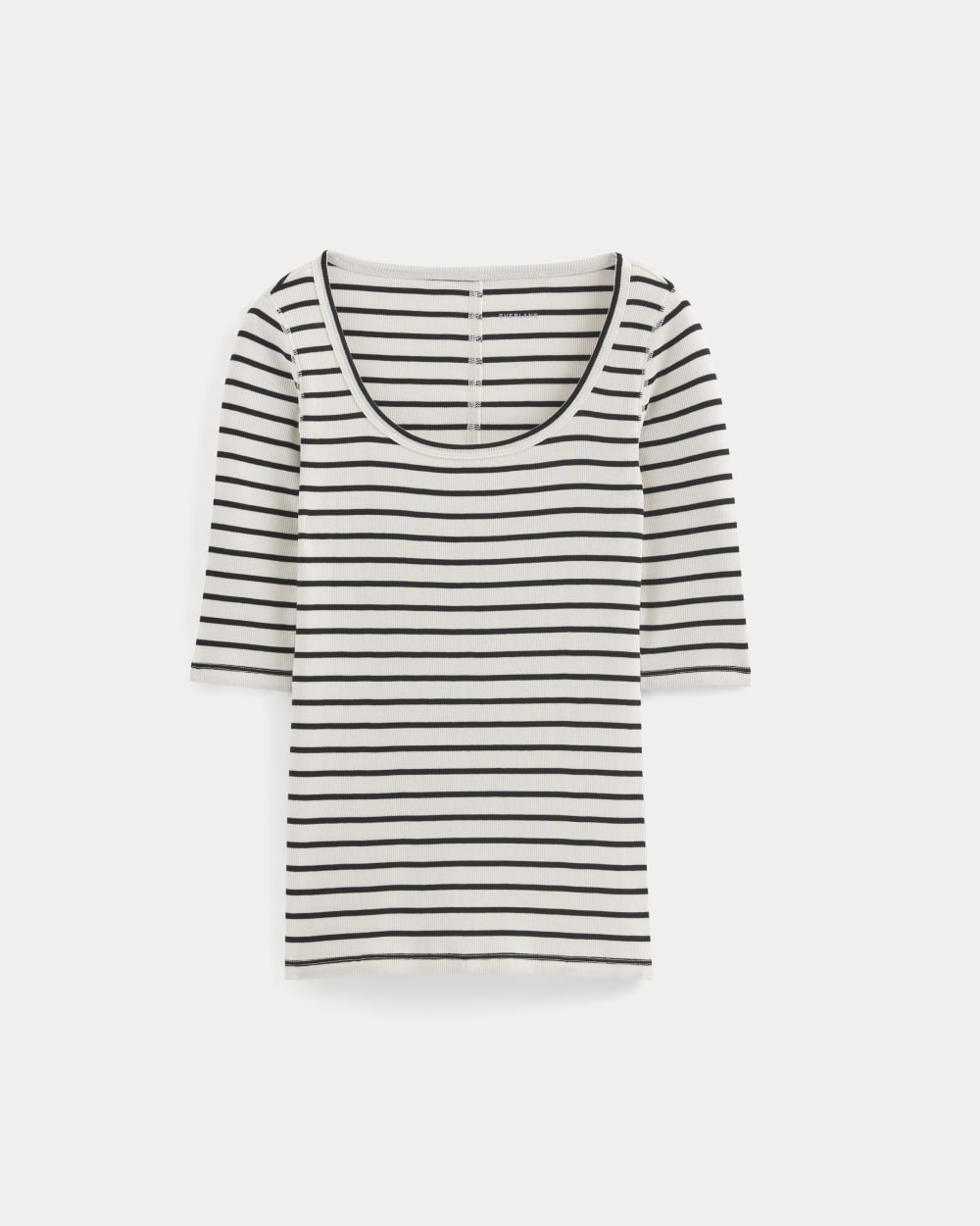 The Luxe Rib Scoop-Neck Tee in Bone / Black — alternate view