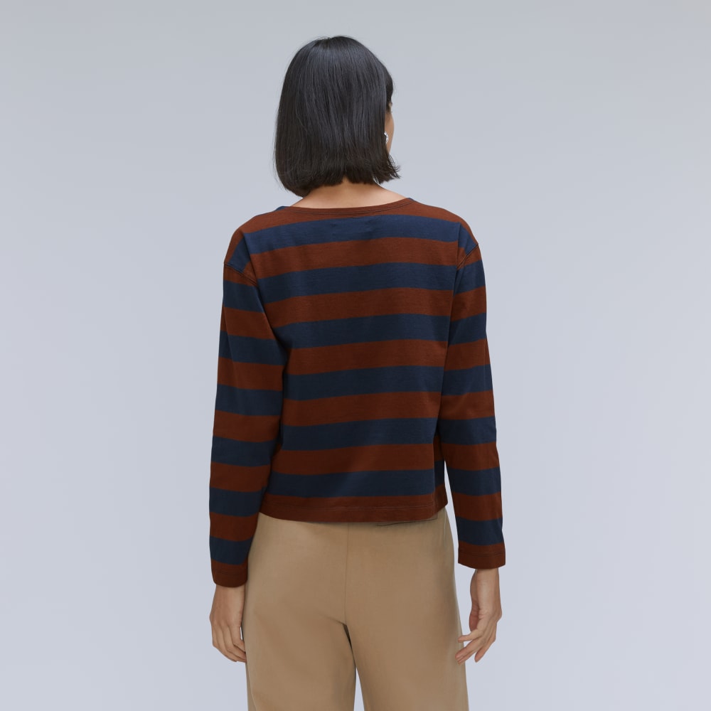 The Mariner Tee in Carob / Navy — detail view