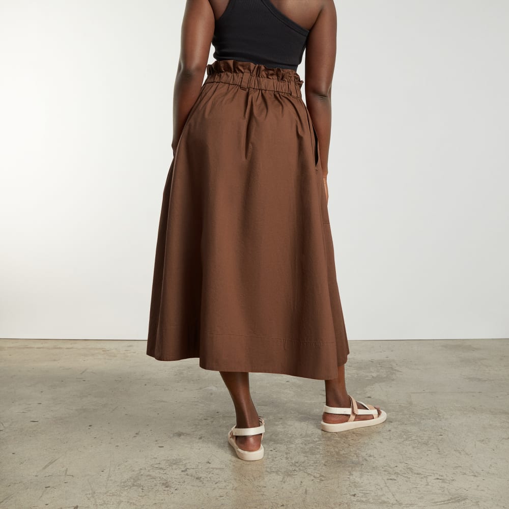 The Easy Button-Front Skirt in Espresso — detail view
